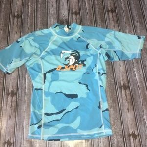 Boys size M B. Split blue camo Swim shirt